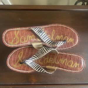 Sam Edelman Romy Zebra Calf Hair Cork Wedge Sandals